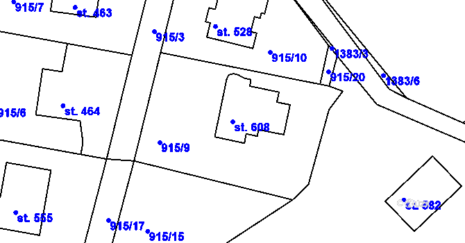 Parcela st. 608 v KÚ Kamýk nad Vltavou, Katastrální mapa