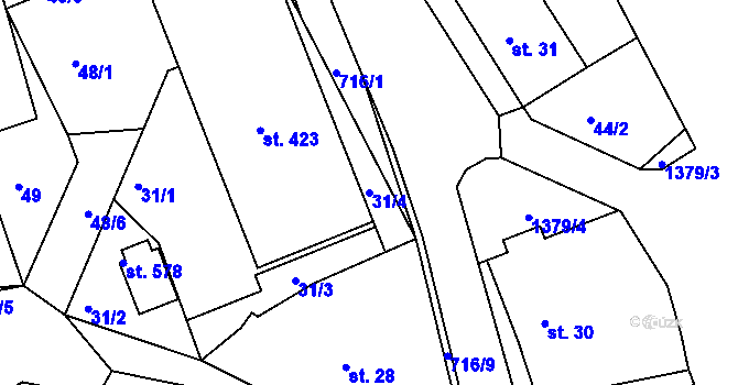 Parcela st. 31/4 v KÚ Kamýk nad Vltavou, Katastrální mapa