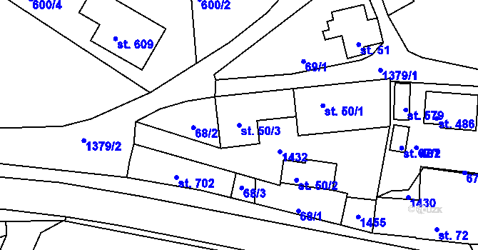 Parcela st. 50/3 v KÚ Kamýk nad Vltavou, Katastrální mapa