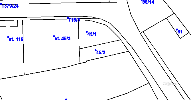 Parcela st. 45/2 v KÚ Kamýk nad Vltavou, Katastrální mapa