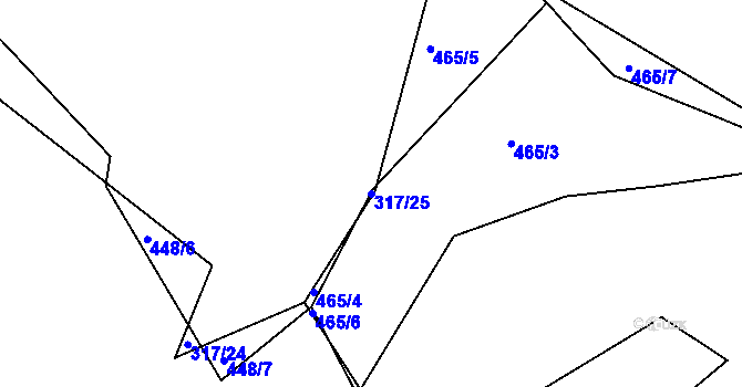 Parcela st. 317/25 v KÚ Kamýk nad Vltavou, Katastrální mapa