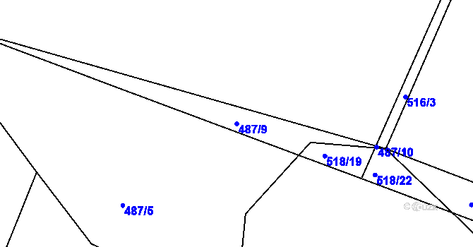 Parcela st. 487/9 v KÚ Kamýk nad Vltavou, Katastrální mapa