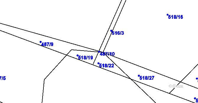 Parcela st. 487/10 v KÚ Kamýk nad Vltavou, Katastrální mapa