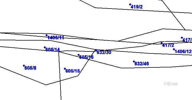 Parcela st. 632/30 v KÚ Kamýk nad Vltavou, Katastrální mapa