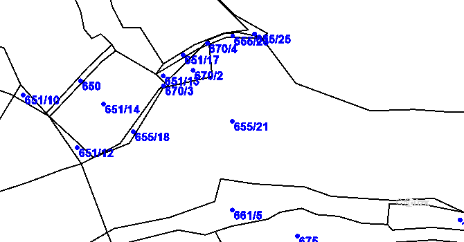 Parcela st. 655/21 v KÚ Kamýk nad Vltavou, Katastrální mapa