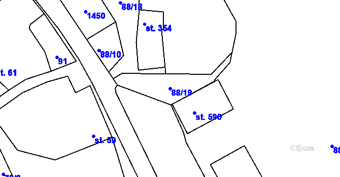 Parcela st. 88/19 v KÚ Kamýk nad Vltavou, Katastrální mapa