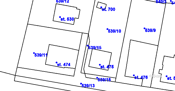 Parcela st. 539/15 v KÚ Kamýk nad Vltavou, Katastrální mapa