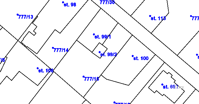 Parcela st. 99/2 v KÚ Kamýk nad Vltavou, Katastrální mapa