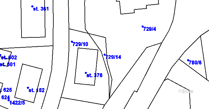 Parcela st. 729/14 v KÚ Kamýk nad Vltavou, Katastrální mapa