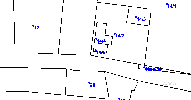 Parcela st. 14/5 v KÚ Kanice u Domažlic, Katastrální mapa