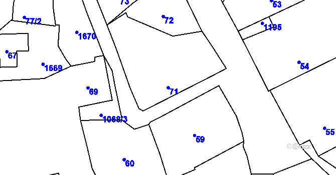 Parcela st. 71 v KÚ Kanice u Domažlic, Katastrální mapa