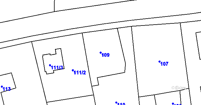 Parcela st. 109 v KÚ Kanice u Domažlic, Katastrální mapa