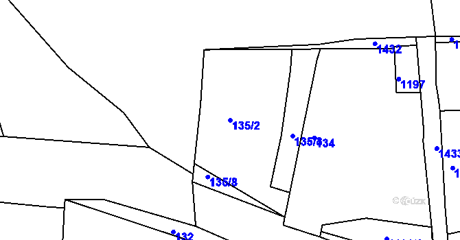 Parcela st. 135/2 v KÚ Kanice u Domažlic, Katastrální mapa