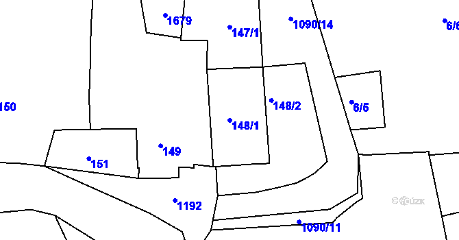 Parcela st. 148/1 v KÚ Kanice u Domažlic, Katastrální mapa