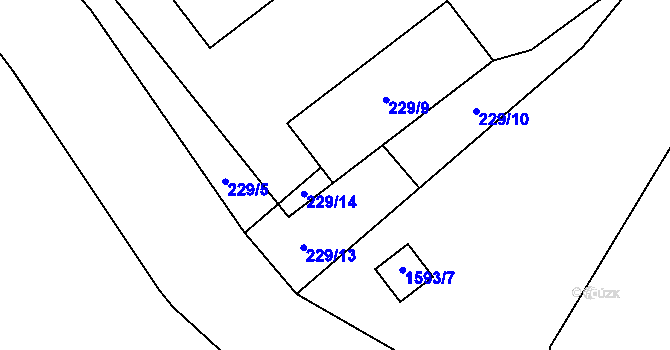 Parcela st. 229/2 v KÚ Kanice u Domažlic, Katastrální mapa