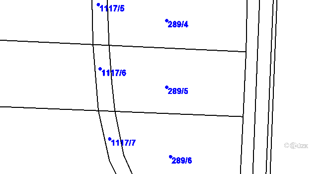 Parcela st. 289/5 v KÚ Kanice u Domažlic, Katastrální mapa