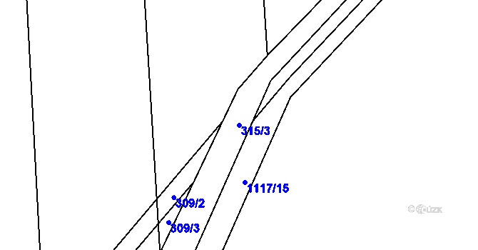 Parcela st. 315/3 v KÚ Kanice u Domažlic, Katastrální mapa