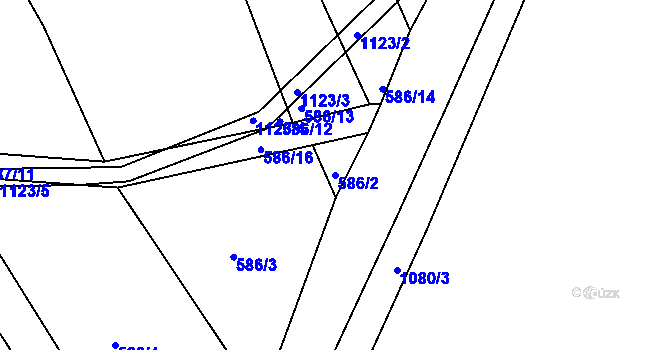 Parcela st. 586/2 v KÚ Kanice u Domažlic, Katastrální mapa