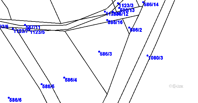 Parcela st. 586/3 v KÚ Kanice u Domažlic, Katastrální mapa