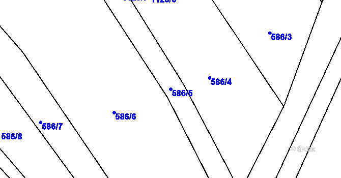 Parcela st. 586/5 v KÚ Kanice u Domažlic, Katastrální mapa