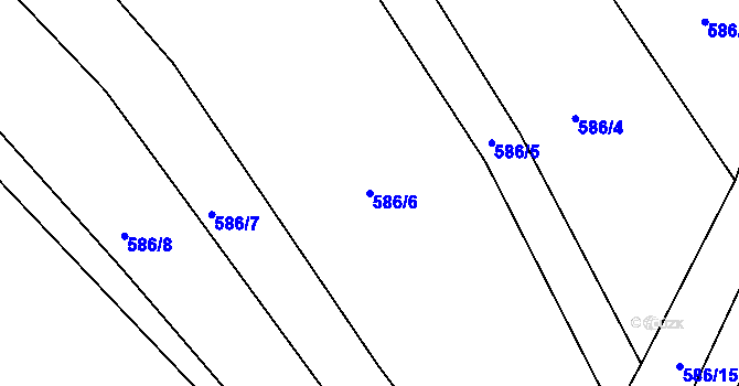 Parcela st. 586/6 v KÚ Kanice u Domažlic, Katastrální mapa