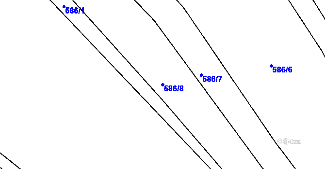Parcela st. 586/8 v KÚ Kanice u Domažlic, Katastrální mapa