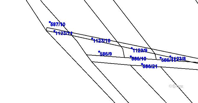 Parcela st. 586/9 v KÚ Kanice u Domažlic, Katastrální mapa