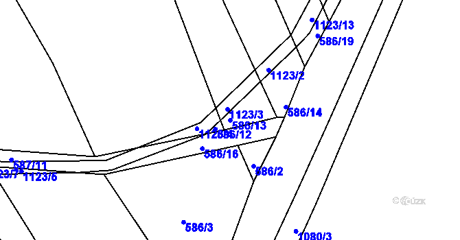 Parcela st. 586/13 v KÚ Kanice u Domažlic, Katastrální mapa