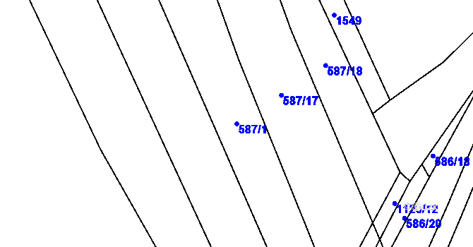 Parcela st. 587/1 v KÚ Kanice u Domažlic, Katastrální mapa