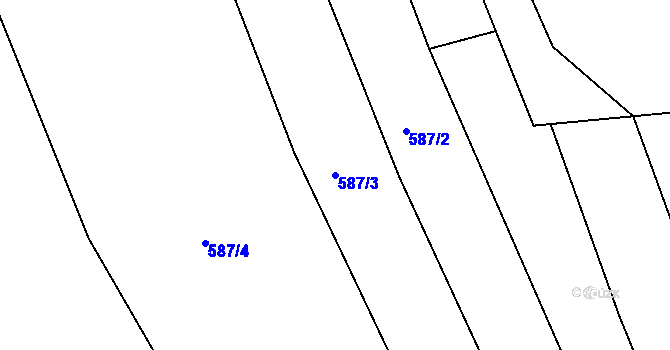 Parcela st. 587/3 v KÚ Kanice u Domažlic, Katastrální mapa