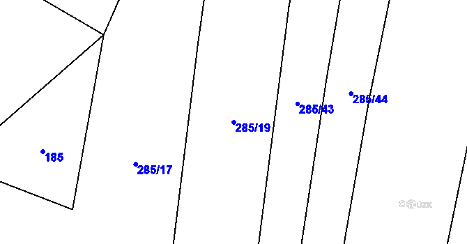 Parcela st. 285/19 v KÚ Kanice u Domažlic, Katastrální mapa