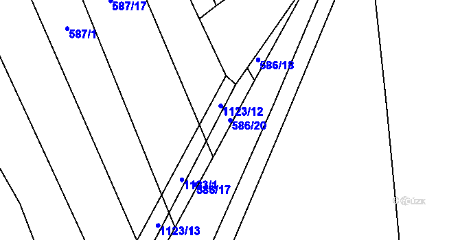 Parcela st. 586/20 v KÚ Kanice u Domažlic, Katastrální mapa