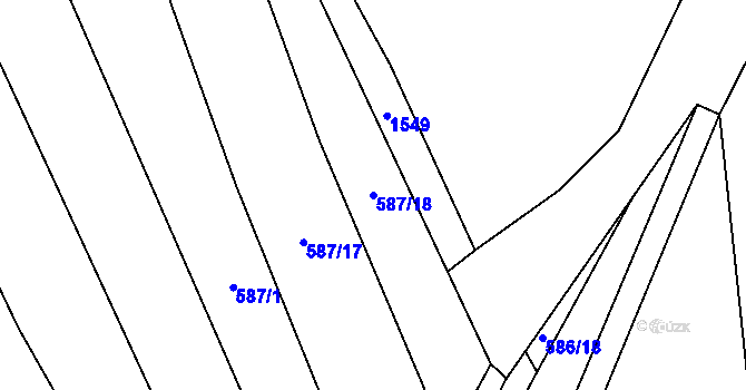 Parcela st. 587/18 v KÚ Kanice u Domažlic, Katastrální mapa