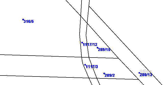 Parcela st. 1117/12 v KÚ Kanice u Domažlic, Katastrální mapa