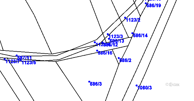 Parcela st. 586/16 v KÚ Kanice u Domažlic, Katastrální mapa