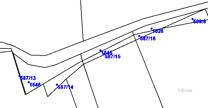 Parcela st. 587/15 v KÚ Kanice u Domažlic, Katastrální mapa