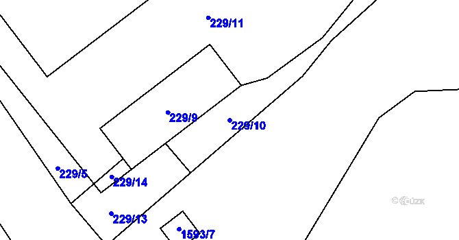 Parcela st. 229/10 v KÚ Kanice u Domažlic, Katastrální mapa