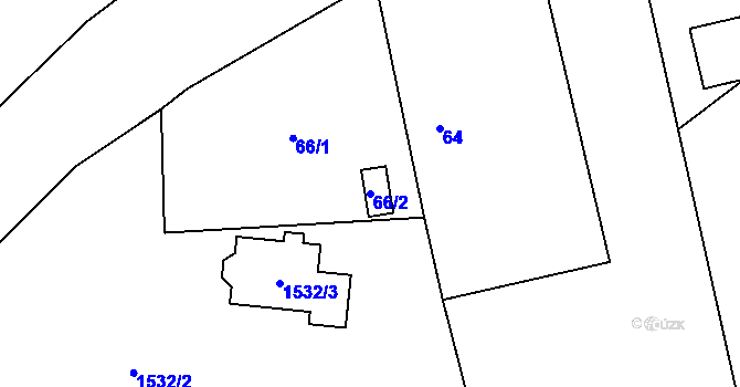 Parcela st. 66/2 v KÚ Kanice u Domažlic, Katastrální mapa