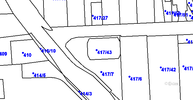 Parcela st. 417/43 v KÚ Kanice, Katastrální mapa