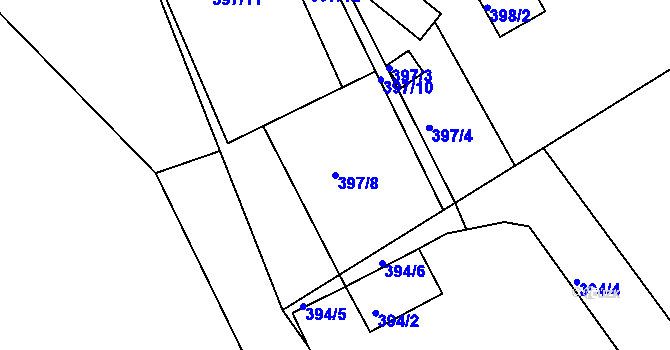 Parcela st. 397/8 v KÚ Kanice, Katastrální mapa