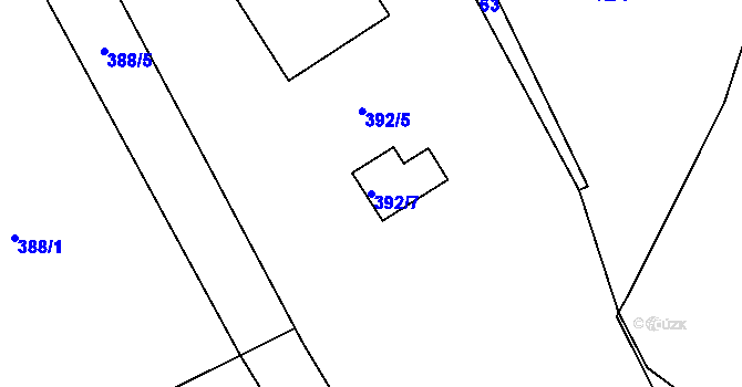 Parcela st. 392/7 v KÚ Kanice, Katastrální mapa