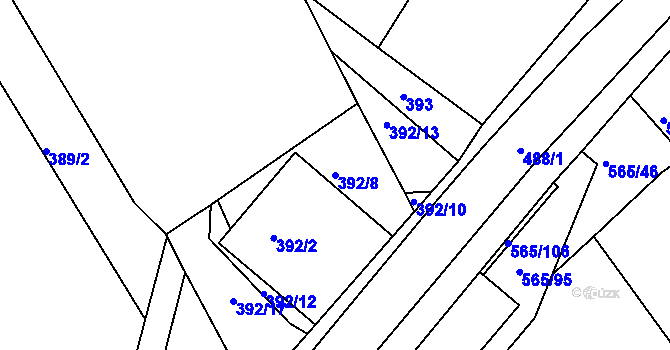 Parcela st. 392/8 v KÚ Kanice, Katastrální mapa