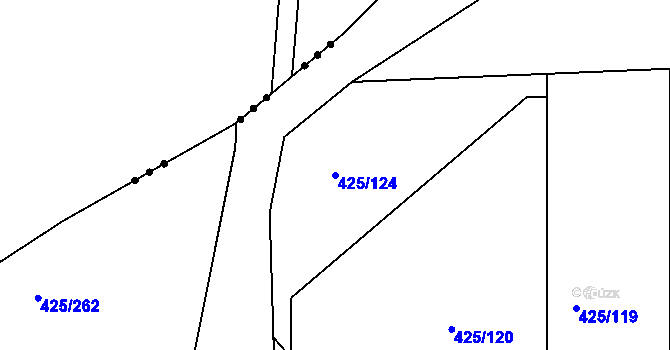 Parcela st. 425/124 v KÚ Kanice, Katastrální mapa