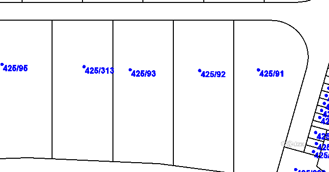 Parcela st. 425/163 v KÚ Kanice, Katastrální mapa