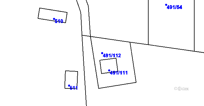 Parcela st. 491/112 v KÚ Kanice, Katastrální mapa