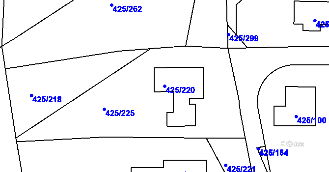 Parcela st. 425/220 v KÚ Kanice, Katastrální mapa