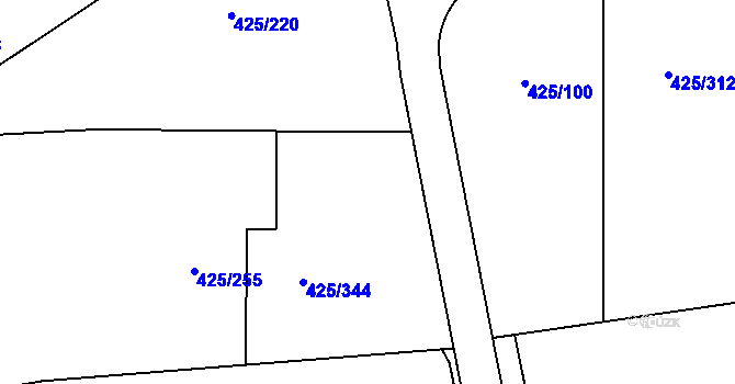 Parcela st. 425/221 v KÚ Kanice, Katastrální mapa