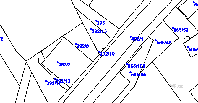 Parcela st. 392/10 v KÚ Kanice, Katastrální mapa