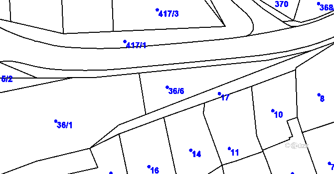 Parcela st. 36/6 v KÚ Kanice, Katastrální mapa