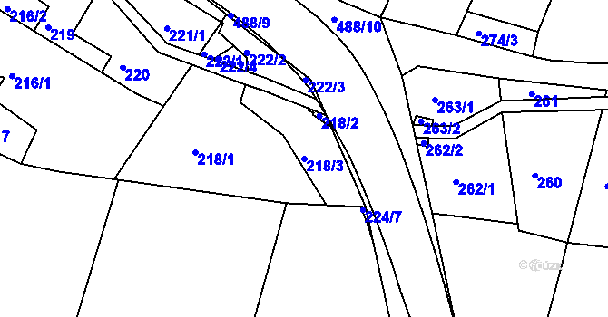 Parcela st. 218/3 v KÚ Kanice, Katastrální mapa